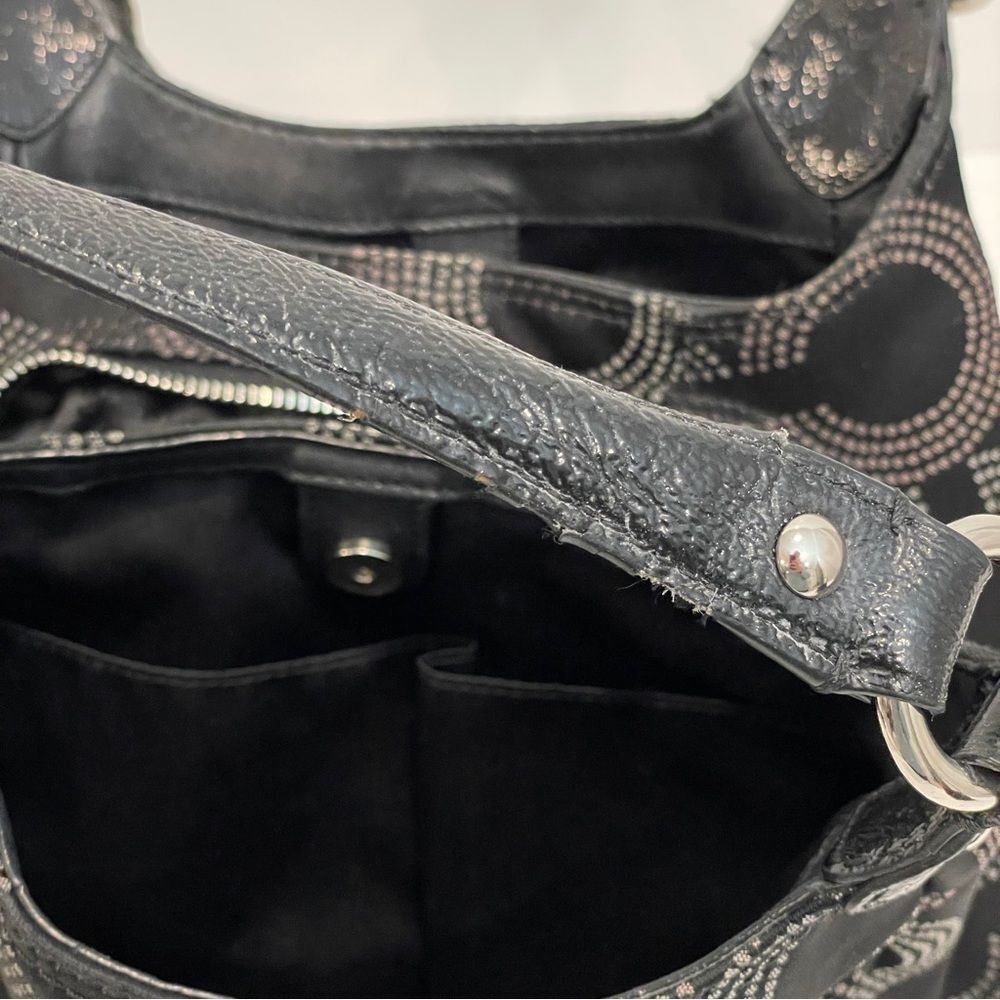 Coach Ashley Triple Compartment Dotted OP Art Hobo Tote Handbag Bag Black F21920 - Picture 16 of 16